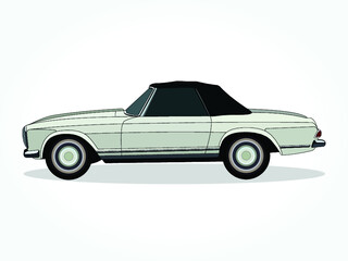 detailed body and rims of a flat colored car cartoon vector illustration