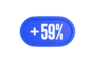 59 Percent increase 3d sign in blue color isolated on white background, 3d illustration.