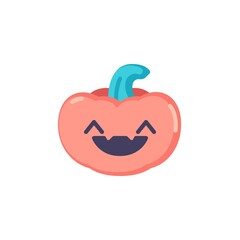 Smiling Pumpkin emoticon flat icon, vector sign, happy pumpkin face emoji colorful pictogram isolated on white. Symbol, logo illustration. Flat style design