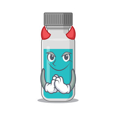 Medical test bottle clothed as devil cartoon character design on Halloween night