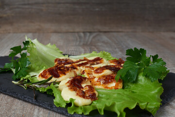 grilled cheese with lettuce leaves