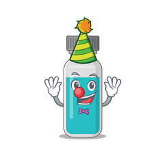 Friendly clown medical test bottle mascot design concept