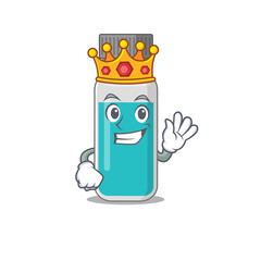 A humble King of medical test bottle caricature design style with gold crown