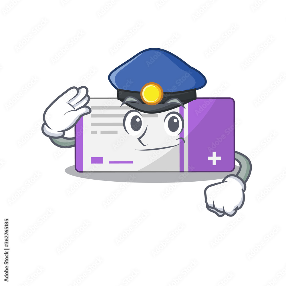 Canvas Prints A handsome Police officer cartoon picture of medicine box with a blue hat