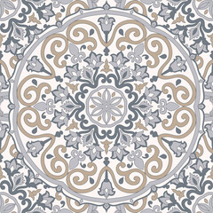 Seamless colorful pattern with mandala. Vintage decorative element. Hand drawn pattern in turkish style. Islam, Arabic, Indian, ottoman motif. Vector illustration. - 362765580