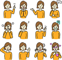 llustration of a female pose Bust up
女性のポーズのイラスト バストアップ