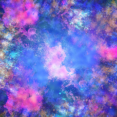 An abstract colorful paint sponged vignette background image.