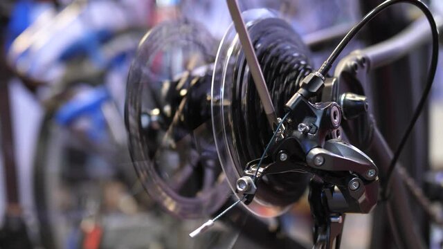 Testing out a bicycle's gears and pedals