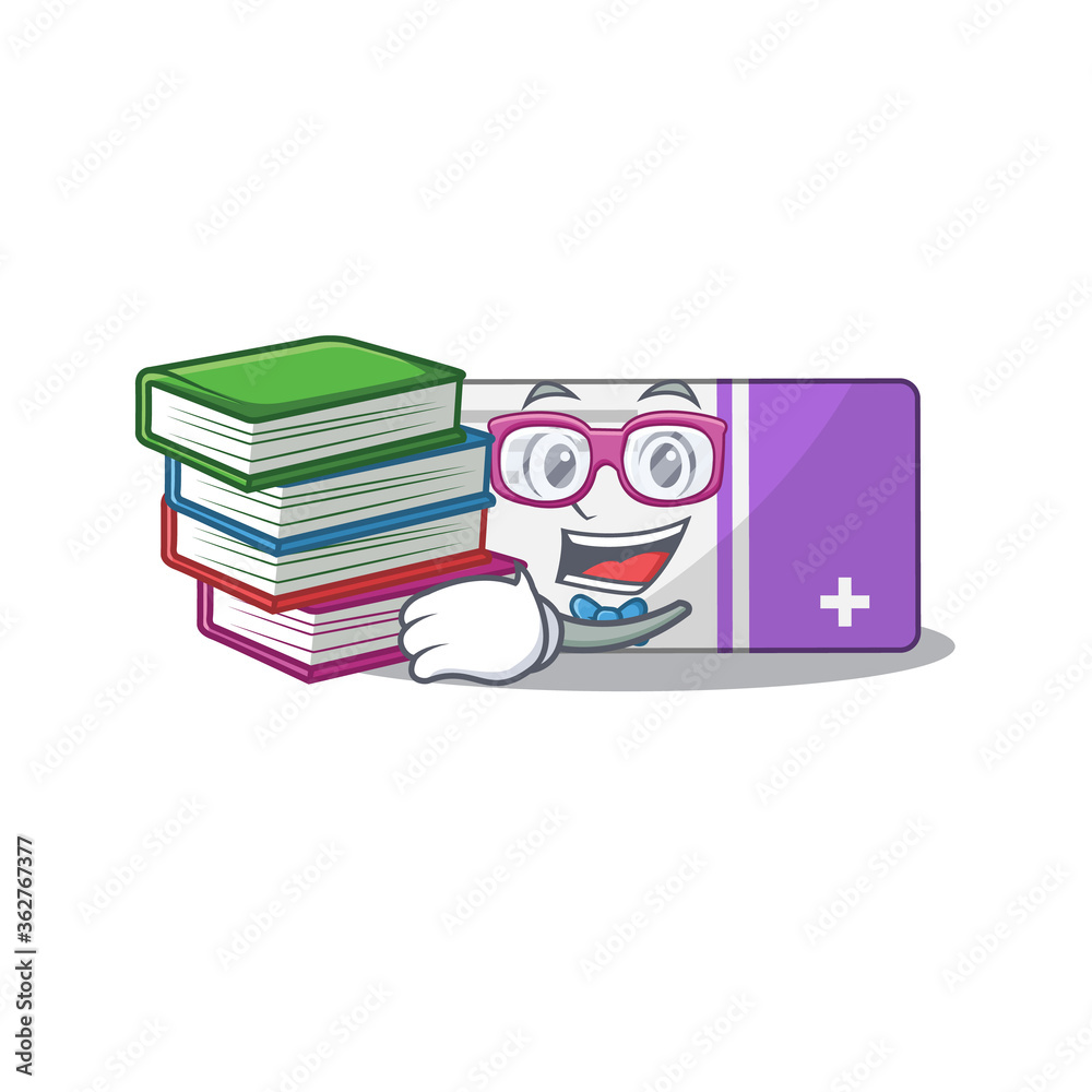 Wall mural Medicine box student mascot design read many books when study at home