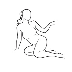 Fototapeta premium hand drawn sketch line beauty woman body, fashion model on white background