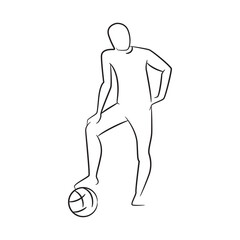 hand drawn soccer player, football player vector illustration on white background