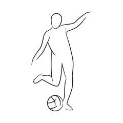 hand drawn soccer player, football player vector illustration on white background