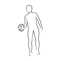 hand drawn soccer player, football player vector illustration on white background