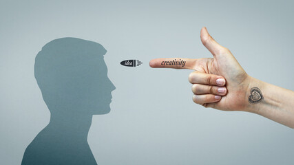A conceptual image of the emergence of a new creative idea in a person's head