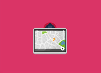 Vector GPS navigation design in flat style