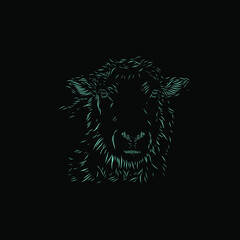 the goat sheep line pop art potrait logo colorful design with dark background. Isolated black background for t-shirt, poster, clothing, merch, apparel, badge design