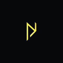 Minimal elegant monogram art logo. Outstanding professional trendy awesome artistic NP PN ND DN initial based Alphabet icon logo. Premium Business logo gold color on black background