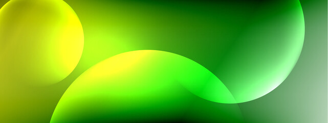 Vector abstract background liquid bubble circles on fluid gradient with shadows and light effects. Shiny design templates for text