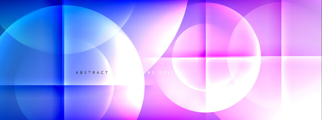 Vector abstract background - circle and cross on fluid gradient with shadows and light effects. Techno or business shiny design templates for text