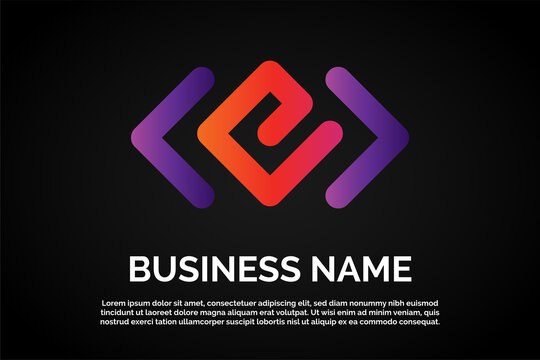 Coding Logo Template Letter e
