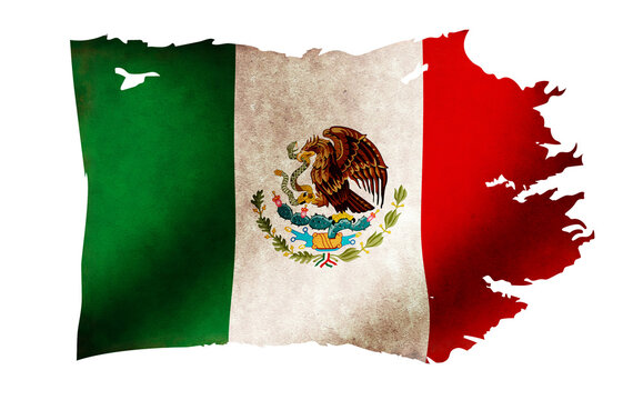 Dirty and torn country flag illustration / Mexico