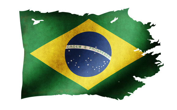 Dirty and torn country flag illustration / Brazil