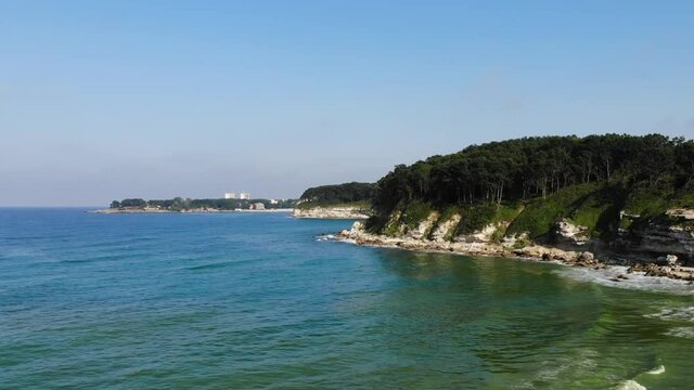 Coast aerial panorama video Kiten Bulgaria