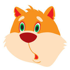 ginger cat head, cartoon illustration, isolated object on a white background, vector illustration,