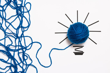 Inspiration wool light bulb metaphor for good idea