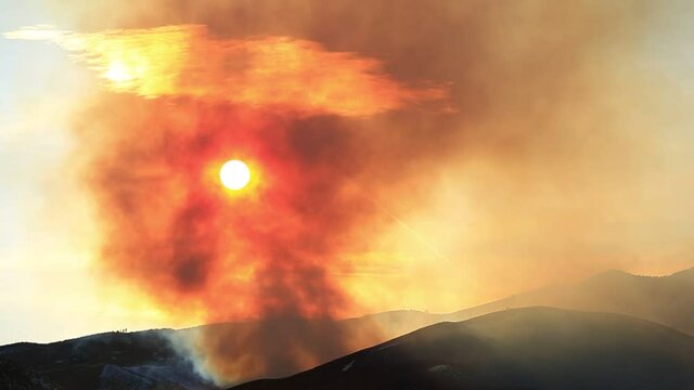 Wide View of Wild Fire on Peavine Mountain Reno Nevada