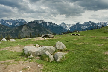 Poland Tatra Mountains. Cloudy sky on Rusinowa Polana. © Tomek