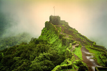 Fototapeta View of Shivaji's pratapgarh fort near mahabaleshwar, maharashtra, india. obraz