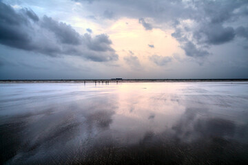 Fototapeta premium Cloudy beach during rainy season at konkan, (Murud) Maharashtra, India