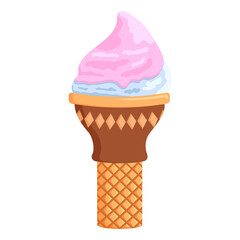 ice cream. fruit ice.  Fruit ice cream in a waffle cup. Summer vector illustration. 
