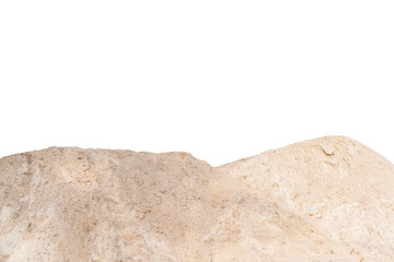 Fototapeta na wymiar Heap building sand material. Heap of sand isolated on white background with clipping path. The rough texture of construction sand. Building material background