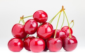 Red berry cherry food isolated on white,  fresh.