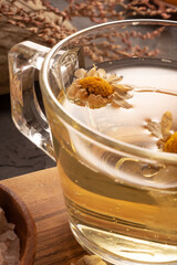 Herbal tea concept on stone background