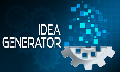 Idea generator with blue digital cogwheels