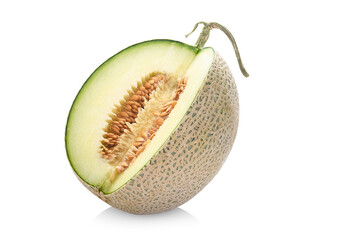 cantaloupe melon isolated on white background.