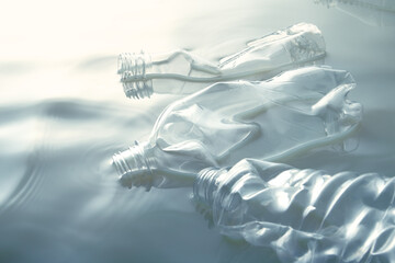 水面に漂うペットボトルと環境汚染