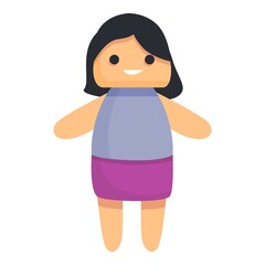 Fototapeta premium Brunette doll icon. Cartoon of brunette doll vector icon for web design isolated on white background