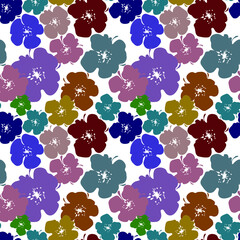 Bright multi-colored flowers. Seamless vector pattern with colored buds of flowers, daisies. pattern for textiles, wallpaper, prints