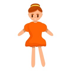 Doll in red dress icon. Cartoon of doll in red dress vector icon for web design isolated on white background