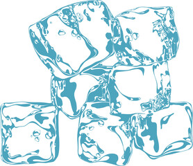 large ice cubes. beautiful vector illustration on white background