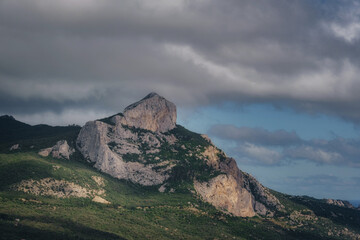 High mountain in evening time. Beautiful natural landscape