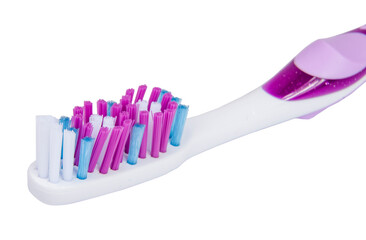 White and violet toothbrush for healthcare teeth on the white isolated
