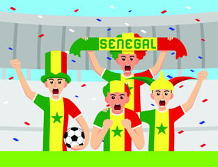 Senegal Supporters in flat design Stock Vectors