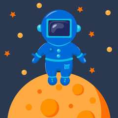Naklejka premium Spaceman exploring outer space. Astronaut float in space.