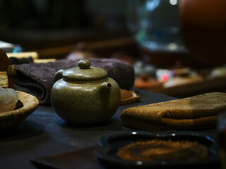 teapot on a wooden table
