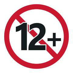 Age restriction symbol. Twelve plus. Abstract concept, icon